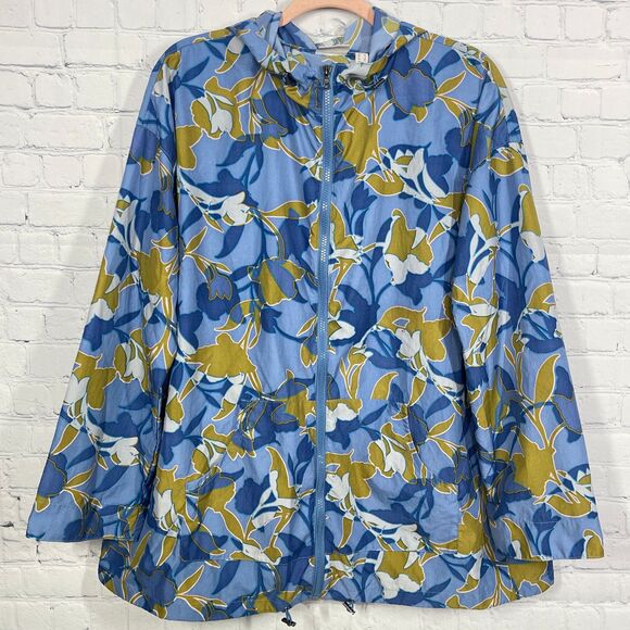 Logo by Lori Goldstein Rain Jacket Large Oversized Zip Abstract Hoodie - Picture 1 of 11